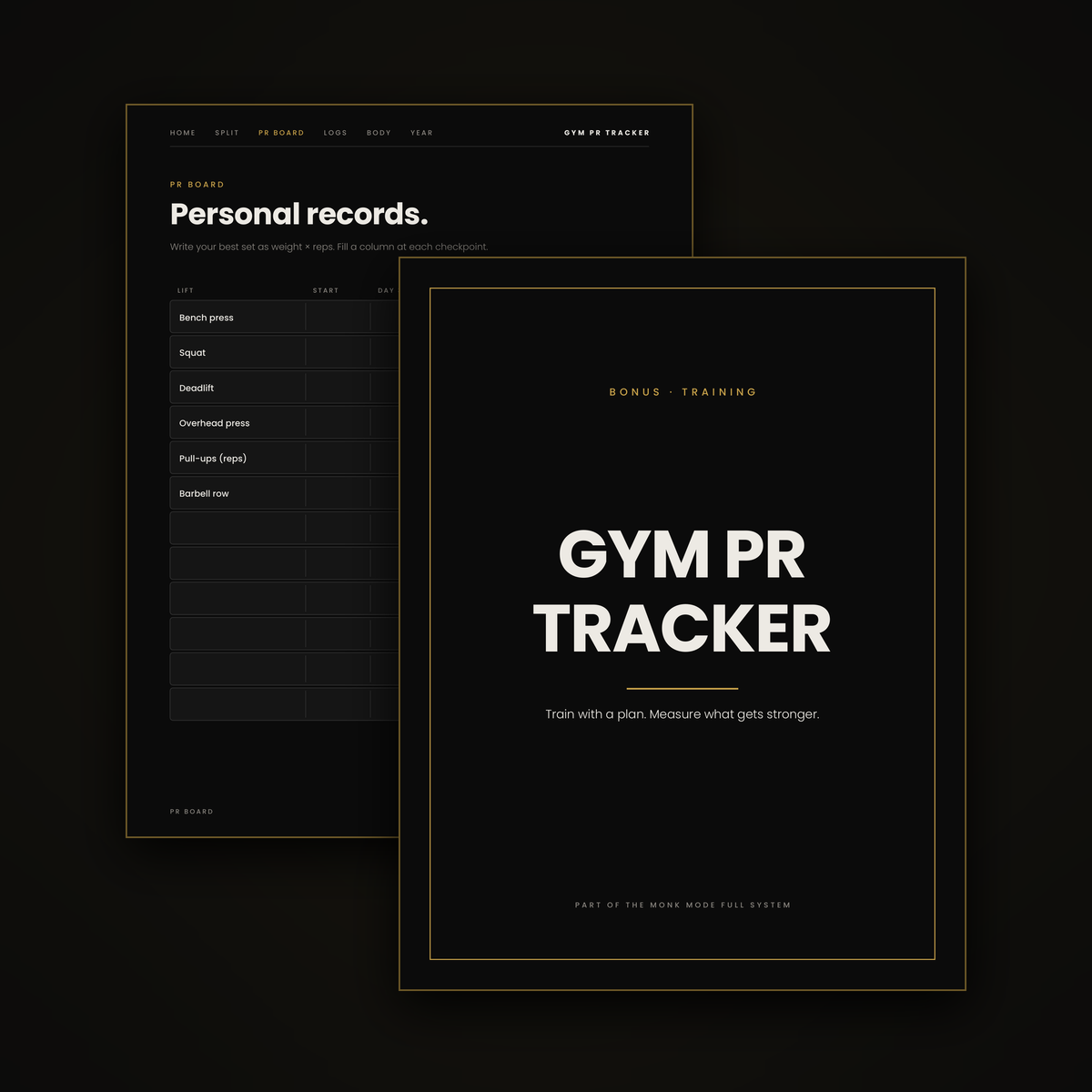 Gym PR Tracker pages